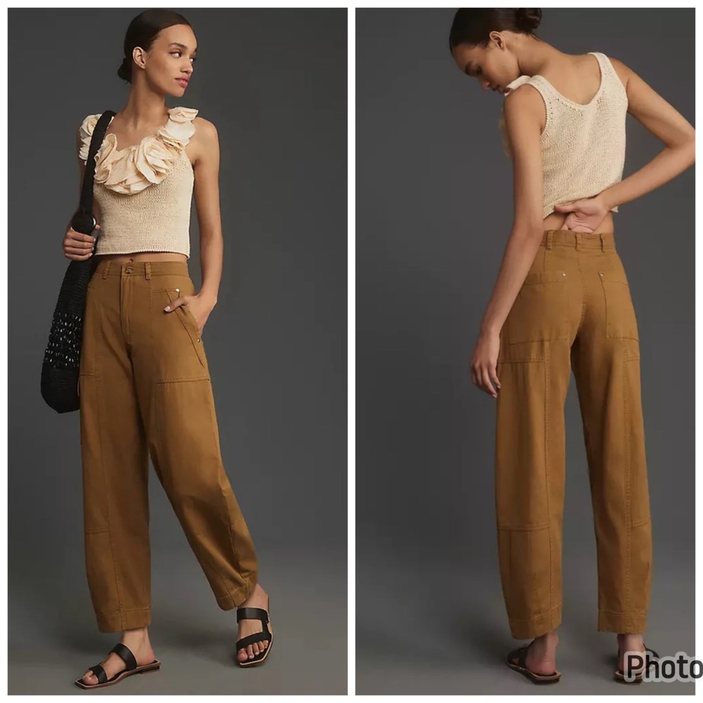 Anthropologie The Carson Utility‎ Barrel Pants Bronze